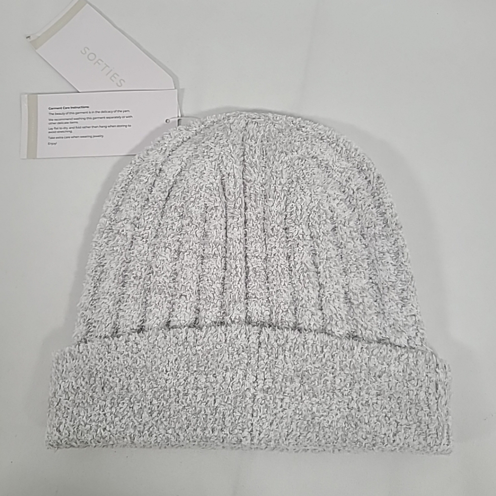 NWT Softies Heather Grey Chunky Rib Marshmellow Beanie - Picture 5 of 5